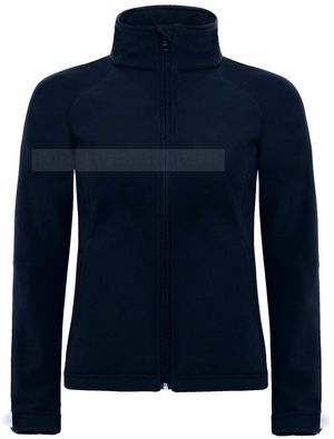 Фото Дорогая женская куртка HOODED SOFTSHELL темно-синяя с вышивкой, размер S