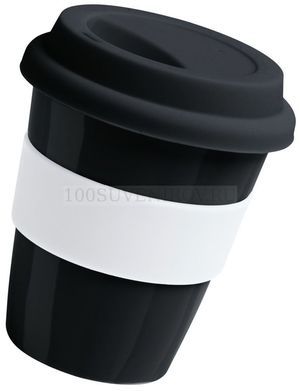 Фото Пластиковый черный стакан из пластика STREET для многоразового использования с крышкой