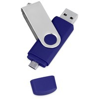 USB/micro USB-флешка синий из пластика на 16 Гб Квебек OTG