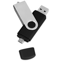 USB/micro USB-флешка черный из пластика на 16 Гб Квебек OTG