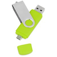 USB/micro USB-флешка зеленый из пластика на 16 Гб Квебек OTG