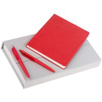 Письменный набор красный TRIO: ежедневник, ручка, карандаш