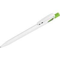 Ручка шариковая пластиковая TWIN WHITE, белый/зеленое яблоко