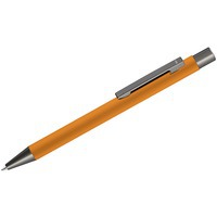 Ручка оранжевая из металла ическая шариковая STRAIGHT GUM soft-touch с зеркальной гравировкой