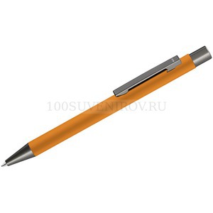 Фото Оранжевая ручка из металла ическая шариковая STRAIGHT GUM soft-touch с зеркальной гравировкой