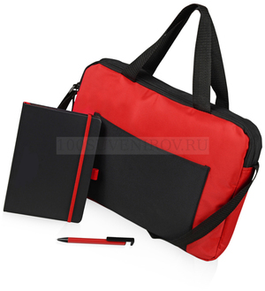 Фото Набор для конференций Conference в сумке: блокнот А5 + ручка-подставка (красный, черный)