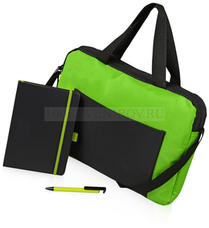 Фото Набор для конференций Conference в сумке: блокнот А5 + ручка-подставка (зеленый, черный)