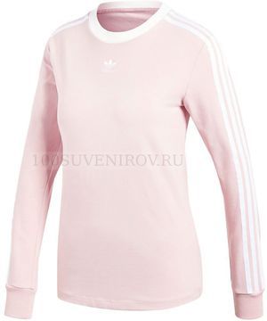 Фото Женская футболка розовая из хлопка с длинным рукавом 3 STRIPES LS, размер L