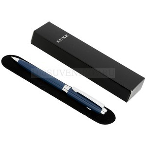 Фото Ручка металлическая шариковая Aphelion в фирменной коробке «Luxe» (синий, серебристый)