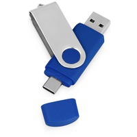 USB/USB Type-C флешка синий из металла на 16 Гб Квебек C