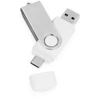 USB/USB Type-C флешка белый из металла на 16 Гб Квебек C