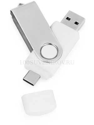 Фото USB/USB Type-C белый флешка из металла на 16 Гб Квебек C