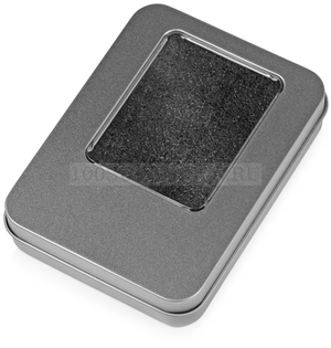 Фото Подарочная коробка серебристая из металла для флешки "СИАМ"