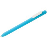 Ручка шариковая голубая с белым из пластика SLIDER SOFT TOUCH