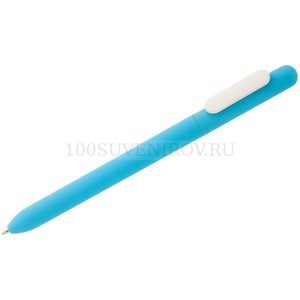 Фото Шариковая ручка голубая с белым из пластика SLIDER SOFT TOUCH