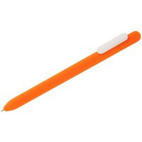 Ручка шариковая оранжевая с белым из пластика SLIDER SOFT TOUCH