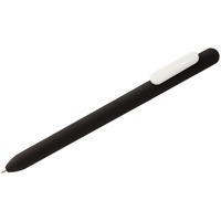 Ручка шариковая черная с белым из пластика SLIDER SOFT TOUCH