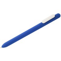 Ручка шариковая синяя с белым из пластика SLIDER SOFT TOUCH