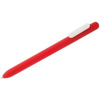 Ручка шариковая красная с белым из пластика SLIDER SOFT TOUCH