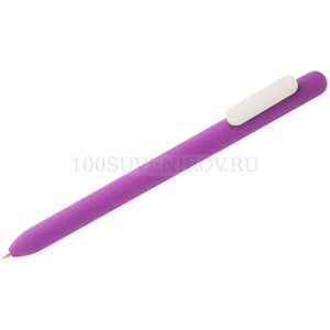 Фото Шариковая ручка фиолетовая с белым из пластика SLIDER SOFT TOUCH