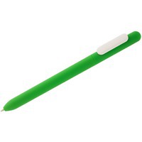 Ручка шариковая зеленая с белым из пластика SLIDER SOFT TOUCH