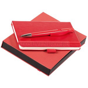 Фото Красный набор из пластика IDEA: блокнот и ручка