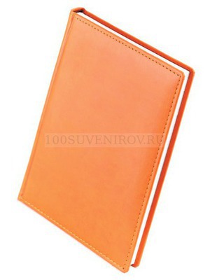 Фото Классический недатированный оранжевый ежедневник VELVET-А5 из искуственной кожи под тиснение, тампопечать, уф-печать, 14,5 х 20,5 х 2 см. Практичный ежедневник для сотрудников.