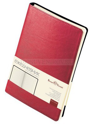 Фото Стильный недатированный ежедневник MILANO А5 с гибкой обложкой с декоративной строчкой, 13,5 х 21,5 х 1,3 см «Bruno Visconti» (красный)