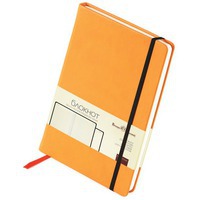 Фирменный блокнот Megapolis Velvet-А5 с твердой обложкой soft-touch на резинке, 14,1 х 21,6 х 1,5 см, оранжевый