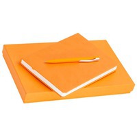Письменный набор оранжевый из пластика CHARME: недатированный ежедневник, ручка