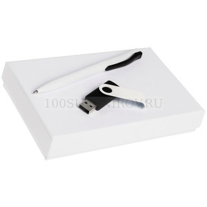 Фото Пластиковый набор TWIST WHITE, белый с черным: флешка, ручка