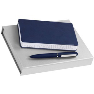 Фото Синий набор из пластика BASIS: ежедневник и ручка