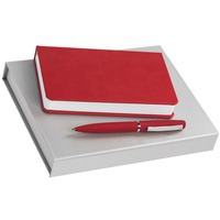 Набор красный из кожи BASIS: ежедневник и ручка