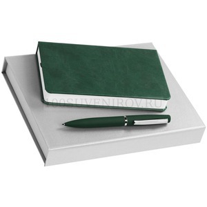 Фото Зеленый набор из кожи BASIS: ежедневник и ручка