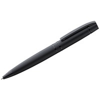 Ручка металлическая черная из металла шариковая VIP GUM soft-touch с зеркальной гравировкой