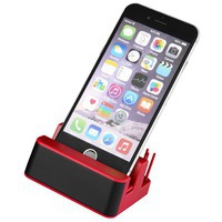 Настольная подставка GLINT для мобильного телефона и ручек со светящимся логотипом, 8,2 х 8 х 3,7 см, красный