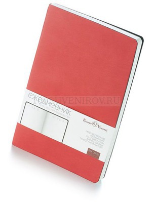 Фото Красный ежедневник из кожи А5 недатированный MEGAPOLIS FLEX с гибкой обложкой под персонализацию, 14 х 21 х 1,5 см. Ничего лишнего - только ежедневник!