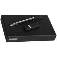 Набор черный из металла HAND HUNTER GIVE, 8 Гб: ручка, флешка софт-тач