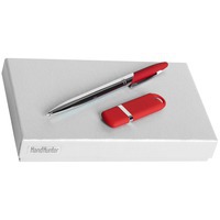 Набор красный из пластика HAND HUNTER GIVE, 16 Гб: ручка, флешка софт-тач