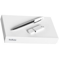 Набор белый из металла HAND HUNTER GIVE: ручка, флешка на 16 Гб в подарочной коробке
