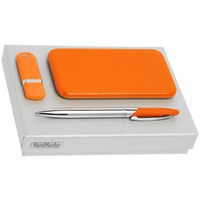 Набор оранжевый HAND HUNTER BRING: флешка 8 Гб, зарядник, ручка