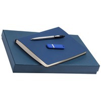 Набор синий из металла HORIZON: ежедневник, флешка, ручка