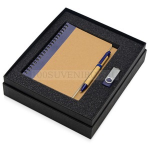 Фото Набор Essentials с флешкой и блокнотом А5 с ручкой (синий, натуральный, серебристый)