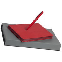 Деловой набор красный из металла SHALL: ежедневник, ручка