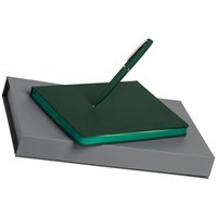 Деловой набор зеленый из кожи SHALL: ежедневник, ручка