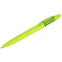 Ручка зеленая из пластика овая шариковая MARK с хайлайтером