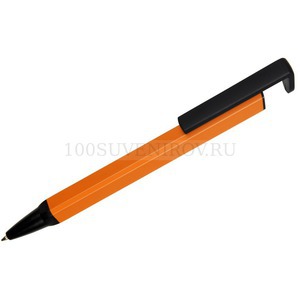 Фото Ручка-подставка металлическая «Кипер Q» (оранжевый, черный)