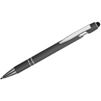 Ручка-стилус металлическая шариковая SWAY soft-touch, синие чернила, d0,9 х 14,6 см, серый/серебристый