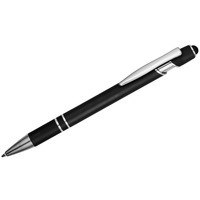 Ручка-стилус металлическая шариковая SWAY soft-touch, синие чернила, d0,9 х 14,6 см, черный/серебристый
