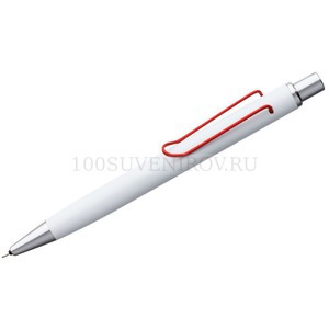 Фото Механический карандаш белый с красным из металла CLAMP